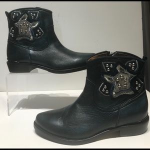 St Germain distress blue ankle boot with details